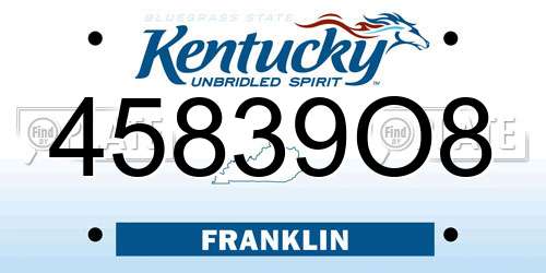 45839O8 Kentucky License Plate