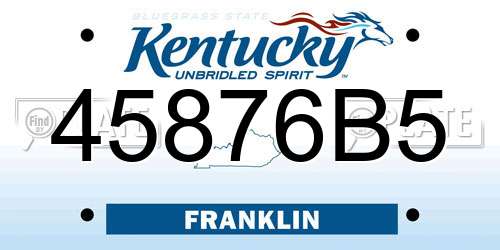 45876B5 Kentucky License Plate