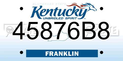 45876B8 Kentucky License Plate