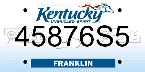 45876S5 Kentucky License Plate