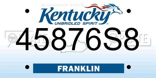 45876S8 Kentucky License Plate