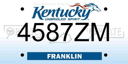 4587ZM Kentucky License Plate