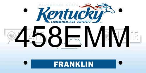 458EMM Kentucky License Plate