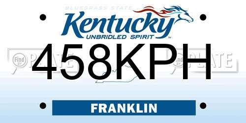 458KPH Kentucky License Plate
