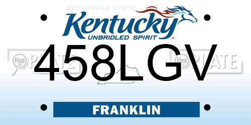 458LGV Kentucky License Plate