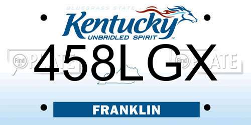 458LGX Kentucky License Plate