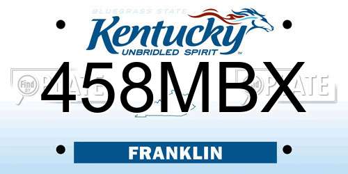 458MBX Kentucky License Plate