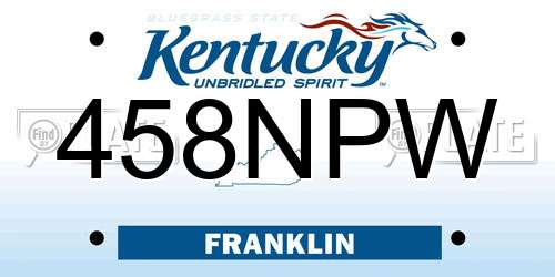 458NPW Kentucky License Plate