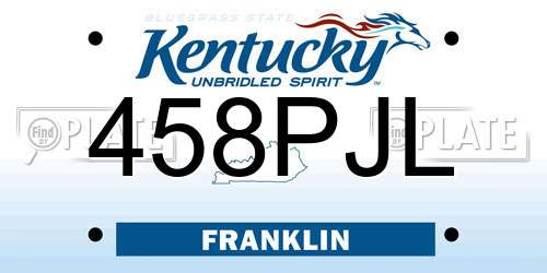 458PJL Kentucky License Plate