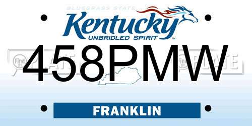 458PMW Kentucky License Plate