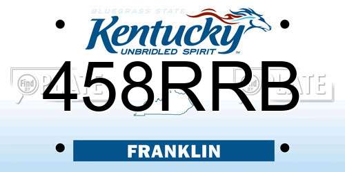 458RRB Kentucky License Plate