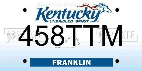458TTM Kentucky License Plate
