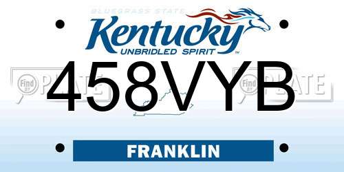 458VYB Kentucky License Plate