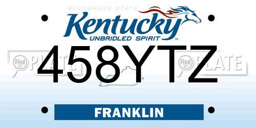 458YTZ Kentucky License Plate