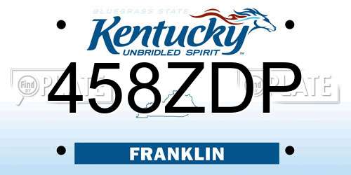 458ZDP Kentucky License Plate