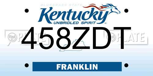458ZDT Kentucky License Plate