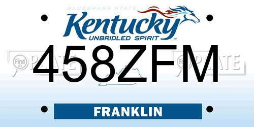 458ZFM Kentucky License Plate