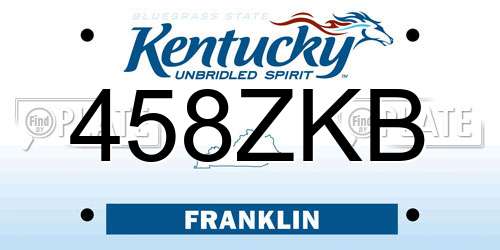 458ZKB Kentucky License Plate