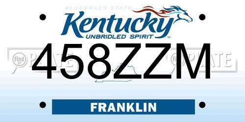 458ZZM Kentucky License Plate