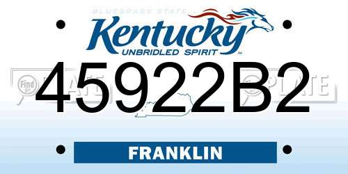 45922B2 Kentucky License Plate