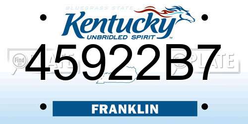 45922B7 Kentucky License Plate