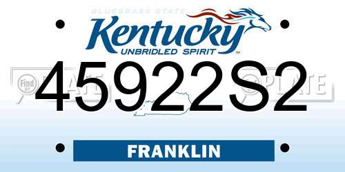 45922S2 Kentucky License Plate