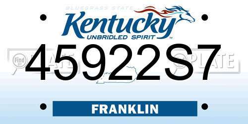 45922S7 Kentucky License Plate