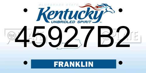 45927B2 Kentucky License Plate