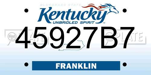45927B7 Kentucky License Plate