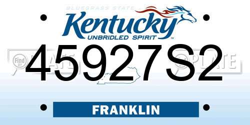 45927S2 Kentucky License Plate