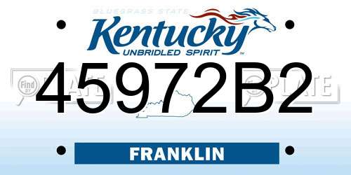 45972B2 Kentucky License Plate