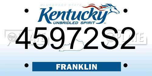45972S2 Kentucky License Plate
