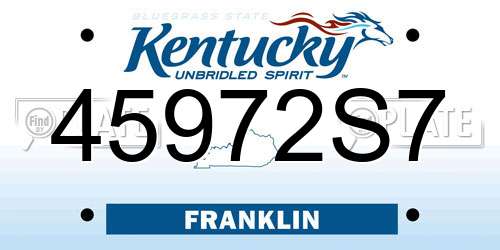 45972S7 Kentucky License Plate