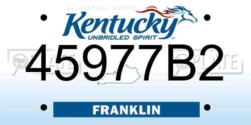 45977B2 Kentucky License Plate