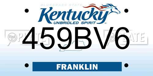 459BV6 Kentucky License Plate