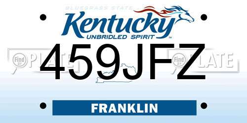 459JFZ Kentucky License Plate