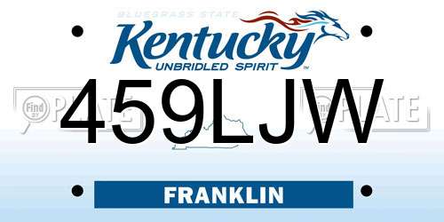 459LJW Kentucky License Plate