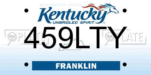 459LTY Kentucky License Plate