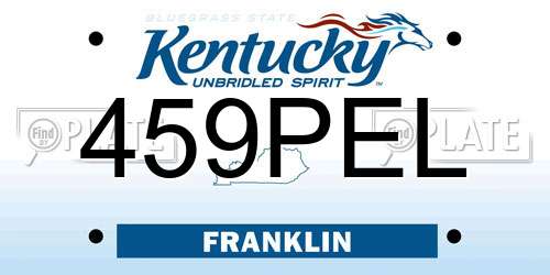 459PEL Kentucky License Plate