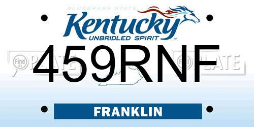 459RNF Kentucky License Plate