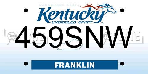 459SNW Kentucky License Plate