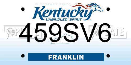 459SV6 Kentucky License Plate