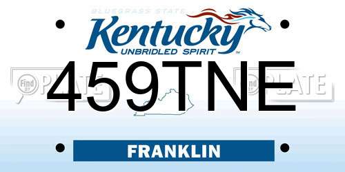 459TNE Kentucky License Plate