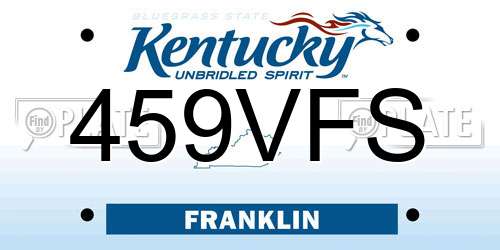 459VFS Kentucky License Plate