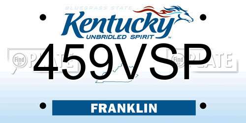 459VSP Kentucky License Plate