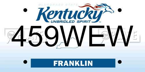 459WEW Kentucky License Plate