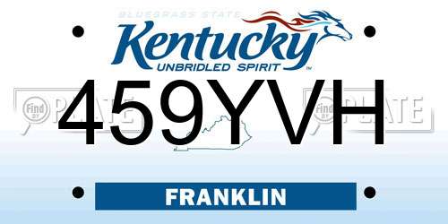 459YVH Kentucky License Plate
