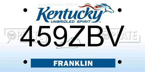 459ZBV Kentucky License Plate