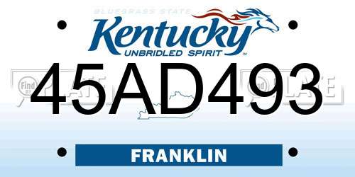 45AD493 Kentucky License Plate