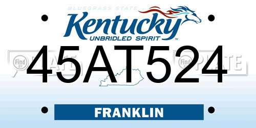 45AT524 Kentucky License Plate